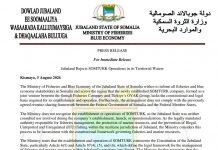 Dowladda Jubaland oo sharci-darro ku tilmaantay Shirkadda kaluumeeysiga ee SOMTURK, Kana mamnuucday in ay ka kaluumeeysto biyaha dowladda jubbaland